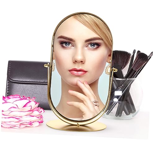 Espejo de Maquillaje Redondo Grande Alipis Dorado Retro miniatura 5