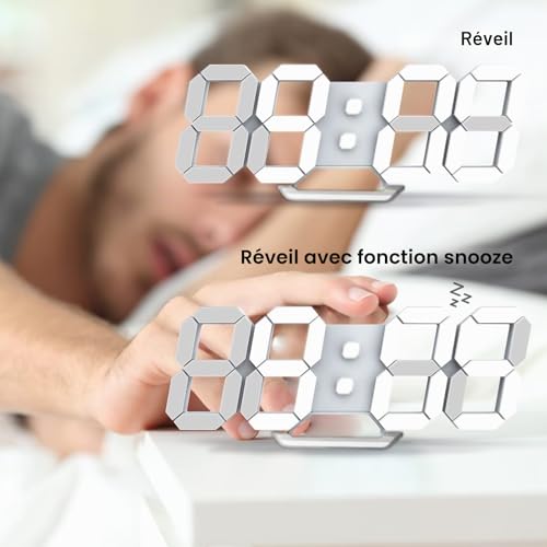 Horloge murale digitale LED 3D avec télécommande pour un réglage simple sans décrocher - 5