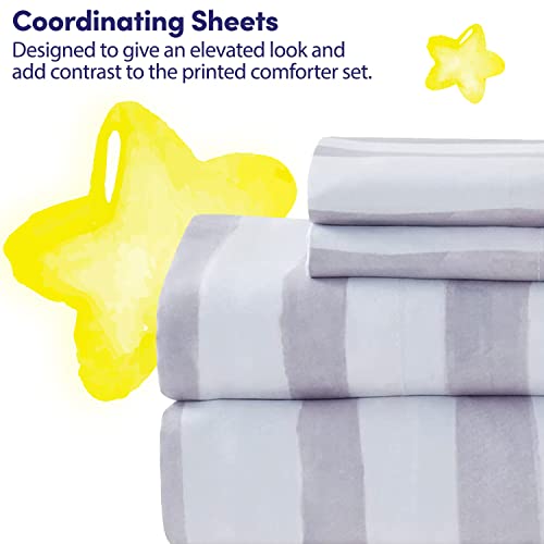 Image of Kids Bedding Set Bed in a Bag for Boys and Girls Toddlers Printed Sheet Set and Comforter , Twin, Trucks