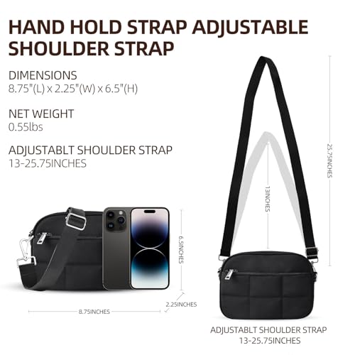 Puffer Crossbody Bag for Women with Wide Strap,Lightweight Quilted Nylon Puffy Shoulder Bag for Travel4