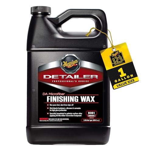 Meguiar's Professional DA Microfiber Finishing Wax D30101 - Pro Car Polish Removes Light Defects While Adding Protection, Ideal for Use on DA Microfiber Finishing Disc and DA Polisher, 128 Oz, 1 Gal