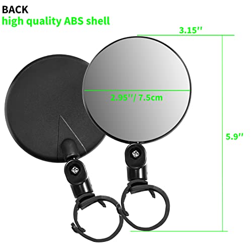 Ganwawo Bike Mirrors, 2 Piece Bicycle Rear View Safety Mirror Adjustable 360 Degrees Rotation, For Mountain Road Bike,Handlebar Mirrors For Ebikes,Bike Mirrors Handlebar Rearview Mirror #TOP1