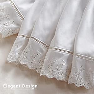 Miye wrap around ruffled lace bed skirt elastic dust ruffle with adjustable belts15 inch drop easy to put on bed frame cover machine washable embroidered kingqueen 15  urban country home decor