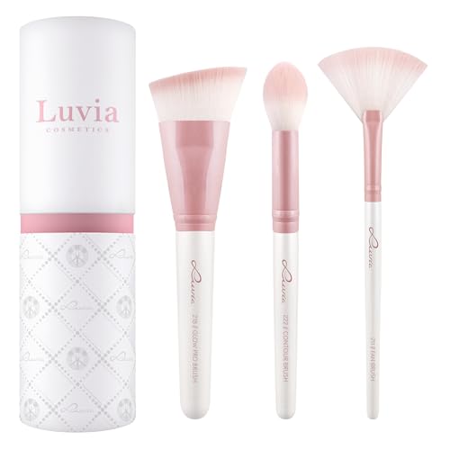 Highlight & Contour Pinselset Luvia, 3 Kosmetikpinsel im Set, Vegane Schminkpinsel