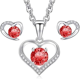 LYL.Adorer Heart Necklace Earring Set,Swarovski Crystal,Jewellery Set Silver 925,Gift for Her