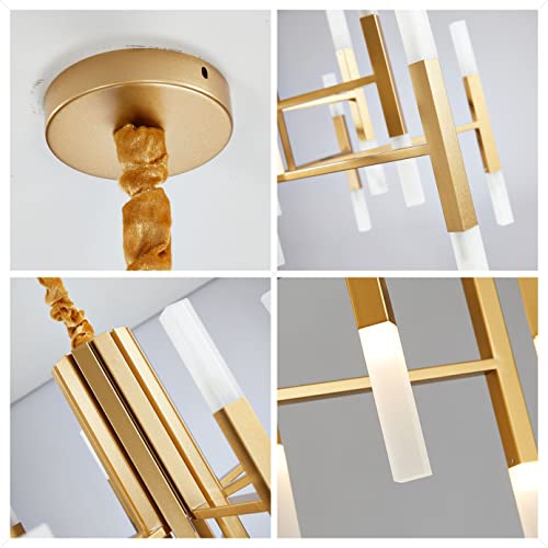 BOKT Gold Sputnik Chandelier Ceiling Light Fixture 24-Lights Brushed Brass Led Chandelier Kitchen Island Flush Mount Ceiling Pendant Lamp Height Adjustable Chandeliers for Living Room Dining Room by BOKT - Used condition - Image 6