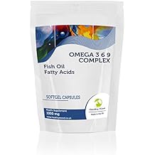 Omega 3 6 9 Complex 1000mg Fish Oil Fatty Acids Omega-3-6-9 Health Food Supplement Vitamins 120 Softgel Capsules Flaxseed Oil Sunflower Seed Oil Vitamin E Nutrition Vitamins HEALTHY MOOD