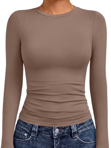 Underscrubs Tops Crew Neck Long Sleeve Compression 18 underscrubs tops - coffee grey