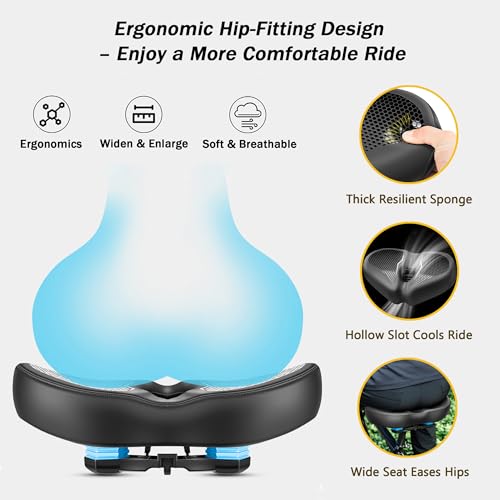 Bike Seat Cushion for Trek FX 3 Disc 2019, Wide Short-Nose Saddle, Comfortable Shock-Absorbing Design, Durable Leather, Breathable & Stable for Road and Mountain Rides