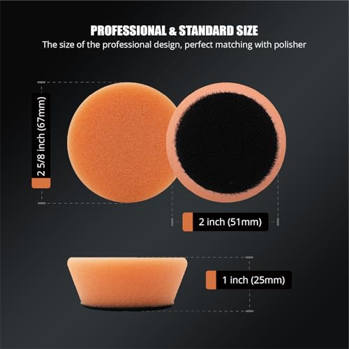 Image of SPTA Orange T40 Orange Medium-Cut Polishing Pads, 5Pcs 2inch /50mm Sponge Polishing Buffing Pads, Car Foam Detail Polishing Pad Kit for Car Detail Polishing, Small Area Polishing -FPTSS2O