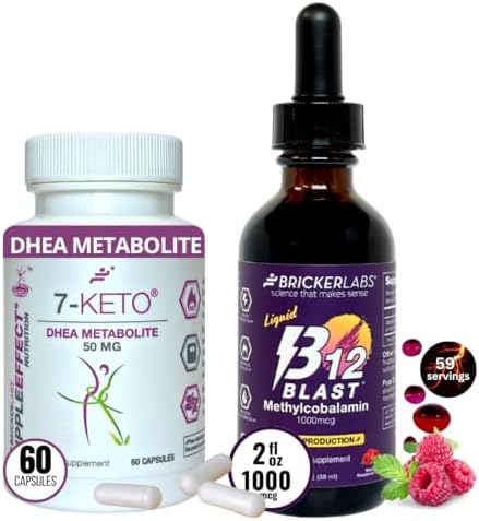 MetaboBoost Duo: Fat-Burning & Energy Essentials: 7-Keto DHEA Metabolite 50mg Weight Management Support and B12 Blast Methylcobalamin 1000mcg sublingual Liquid Energy Vitamins