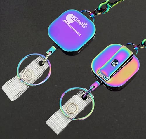 Image of Heavy Duty Metal Zinc Alloy I'd Card Retractable Black Stylish Badge yoyo Reel, Key Chain Holder Belt Clip Pull Cord with 27.5 inch Steel Cable (Multicolour)