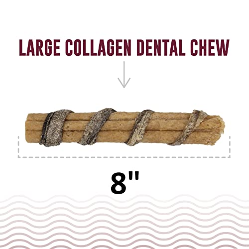 Icelandic+ Plus Beef Collagen Dental Chew Stick Wrapped With Fish 8" Dog Treat #TOP1
