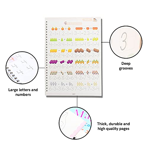 Upgraded Large Magic Practice Copybook Set(Size 10.5"X7.3")-4Pcs Reusable Magic Practice Copybook For Kids-Magic Copybook Large- Magic Calligraphy Copybook-Magic Handwriting Practice Copybook Kid #TOP2