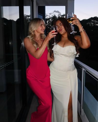 Women‘s 2026 Sleeveless Drop Waist Ruched Long Tank Dress Summer Elegant Bodycon Corset Going Out Cocktail Wedding Guest Formal Maxi Dresses Red XS — view 3