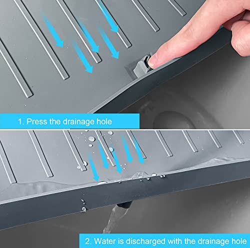 Under Sink Mat, 34" X 22" Under Sink Mats For Kitchen Waterproof - Silicone Under Sink Liner Drip Tray With Drain Hole, Sink Cabinet Protector Mats For Kitchen & Bathroom (Grey) #TOP4