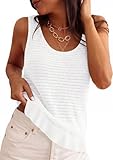PRETTYGARDEN Sleeveless Sweater Tops for Women 2026 Spring Boho Tank Top Summer Crochet Scoop Neck Beach Vacation Clothes (White,Medium)