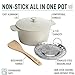 Goodful All-In-One Pot, Multilayer Nonstick, High Performance Cast Dutch Oven With Matching Lid, Roasting Rack And Turner, Made Without PFOA, Dishwasher Safe Cookware, 4.7-Quart, Linen
