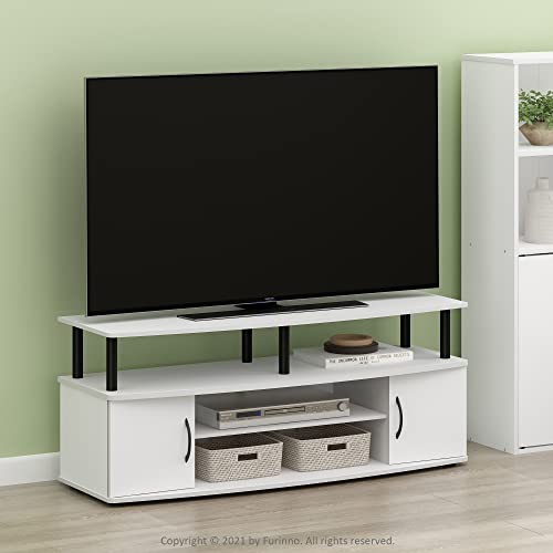 Image of Furinno Jaya Entertainment Center Stand Unit /TV Desk for up to 55 inch, White /Black