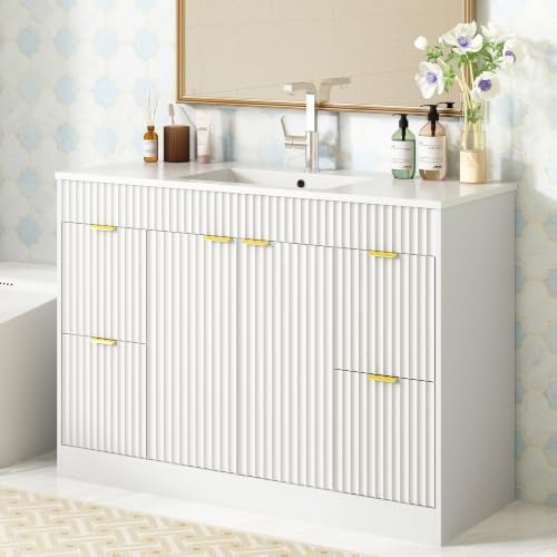 CARPETNAL 48 Inch Bathroom Vanity with Sink, White.