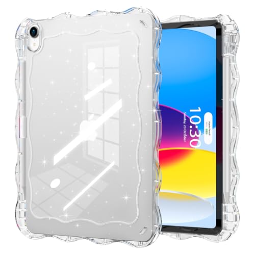 SPIUST for iPad (A16) 11th Generation 11 Inch 2025 10th Generation 10.9 Inch 2022 Case Wave Edge Durable TPU+Back Hard PC Shockproof with Transparent Back Clear Bling