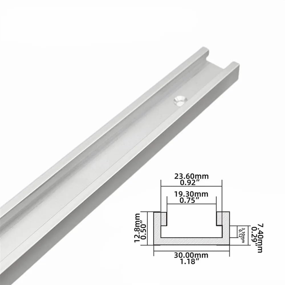 Rail de guidage et rails en T for table de travail du bois Rail à onglet en aluminium Fixation en T for établi Outils de table de toupie(T30 Silvery Track,600mm)