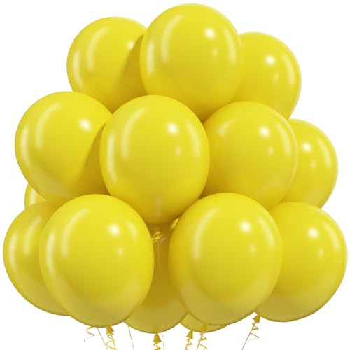 Image of Togvu Yellow Balloons, 50Pack 12 Inch Matte Yellow Latex Party Balloons for Tropical Aloha Luau Summer Birthday Wedding Baby Shower Sunflower Easter Bee Party Decorations Supplies