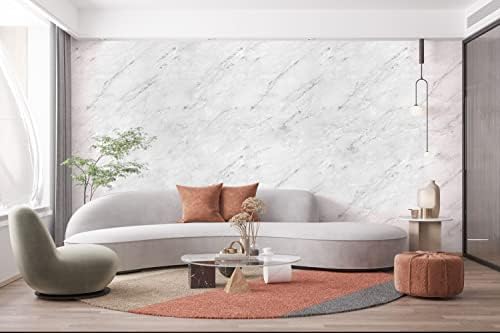 Very Berry Sticker Matte White Sticky Back Plastic Marble Stickers (61cm x 200, Matte, White Grey Matte) Waterproof Self Adhesive Fablon Wallpaper for Bedroom