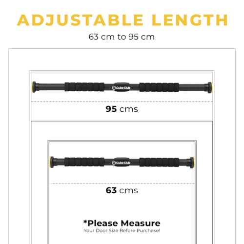 Pull Up Bar Doorway Adjustable Length (63cm-95cm) Hanging Rod Chin Up Bar for Home Workout with Bubble Meter | Door Pullup Exercise Equipment Hanging Rod Capacity 200Kg (1 Year Warranty) 6 41a8fd5teLL