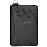 EcoVision Slim Minimalist Front Pocket Wallet, RFID Blocking Credit Card Holder Wallet with Detachable D-Shackle for Men Women