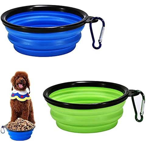 Pack of 2 foldable dog bowls, leak-proof dog bowls, portable TPE drinking bowl, for travel, camping, hiking, small dogs, cat food, water feeding Cover