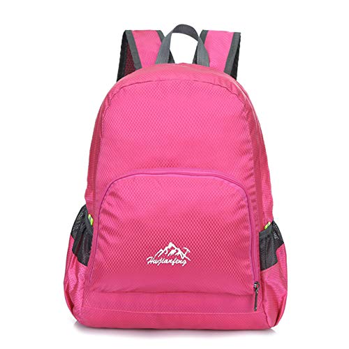 SZBTF Mochila Plegable Ultraligera de 20 l para Hombre y Mujer, Ultraligera y Resistente a la Humedad, para Llevar en la Escuela o al Aire Libre, Rosa roja, 10.2X5.9X15.7