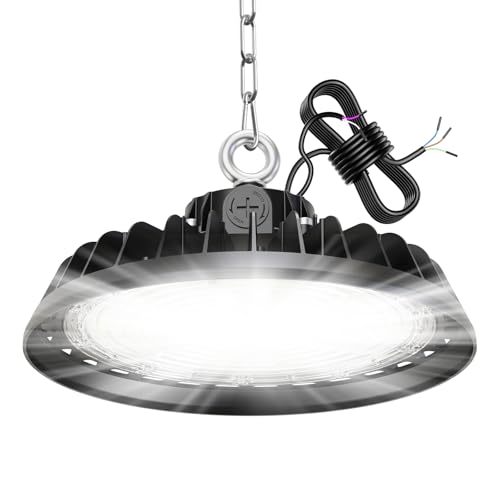RUISUN UFO 150W LED High Bay Projecteur Garage Light 22500LM Éclairage pour Atelier 6000K 120°Éclairage IP65 Lampe Industrielle Dimmable 90W/120W/150W...