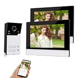 OBO HANDS Tuya Multifamiliare Videocitofono WiFi 4 Fili Kit Smart,7''Monitor Touchscreen con 1080P Campanello Telecamera Esterno Cablata (per 2 Familiare)