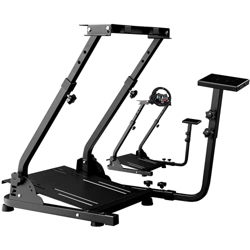 Houssem Racing Steering Wheel Stand Pro Height Adjustable for Logitechs G25 G27 G29 G923 G920 Thrustmaster Foldable Gaming Racing Simulator Cockpit (Wheel and Pedals Not Included)
