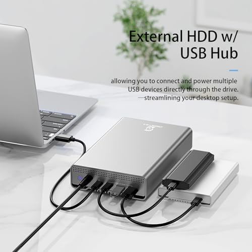 Image of GX100 16TB USB 3.2 (10Gbps) External Hard Drive with USB Hub for Windows or MacOS Desktop PC /Laptop - 2 Year Warranty