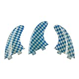 UP SURF Aletas dobles para tabla de surf (3 aletas), tamaño M, G5, fibra de vidrio, diseño de rombos azules
