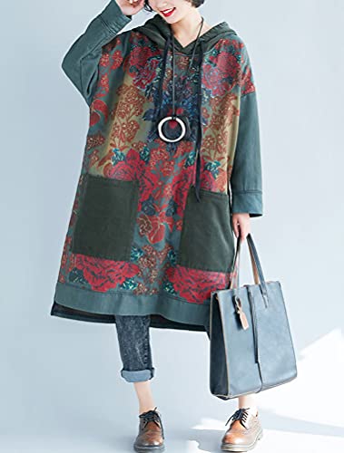 FTCayanz Women’s Oversized Sweatshirt Dress Hoodies Pullover Ethnic Printed Fall Dresses with Pockets2