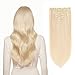 ABCBAOBAO 14 Inch Clip in Hair Extensions Lightest Blonde Color Real Remy Straight Clip in Human Hair Extensions Clip On Extensions Human Hair 7pcs 120g 16 Clips Natural Hair Extension #613