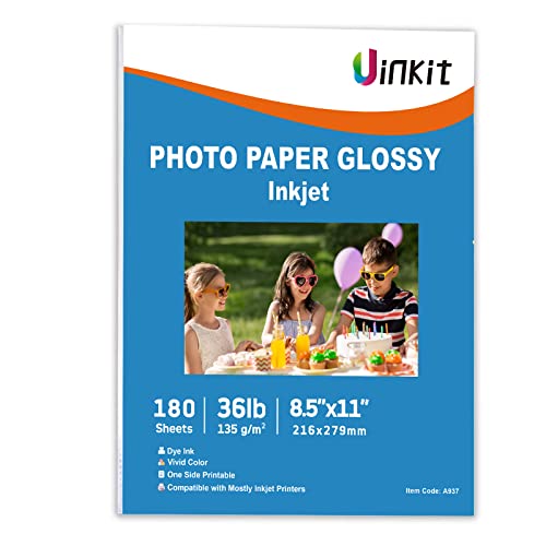 180 Sheets Thin Paper Glossy Photo Print Inkjet 8.5X11 Diy Chip Bag Party Favors Brochure Flyer Picture Printer 36Lb 135Gsm #TOP29