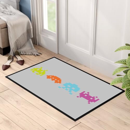 Paillasson retro gaming 8 bits Pixel Invaders gris 75x50 - 3