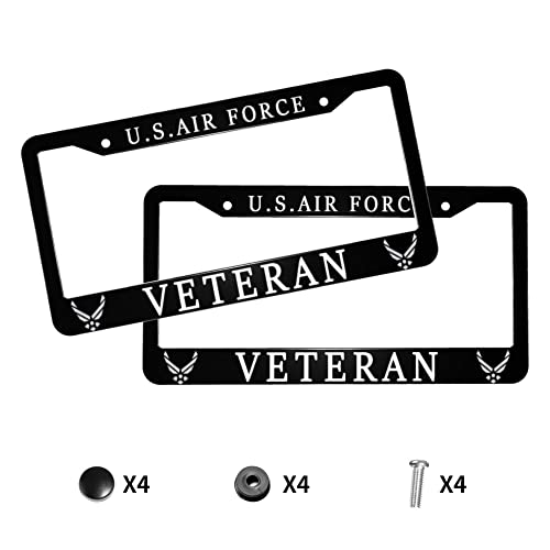 U.s. Air Force Veteran License Plate Frame 2Pcs America U.s. Air Force Veteran License Plate Cover Front Plates Frames Car Tag Frame For Women Men Us Vehicles Standard License Plate Frames #TOP1
