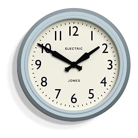 Jones Clocks® Telecom Retro Wall Clock Vintage Design in Blue - Kitchen Clock - Living Room Clock - Office Clock - Retro Clock - Designer Clock - Easy Read Dial (Clear Blue) Cover
