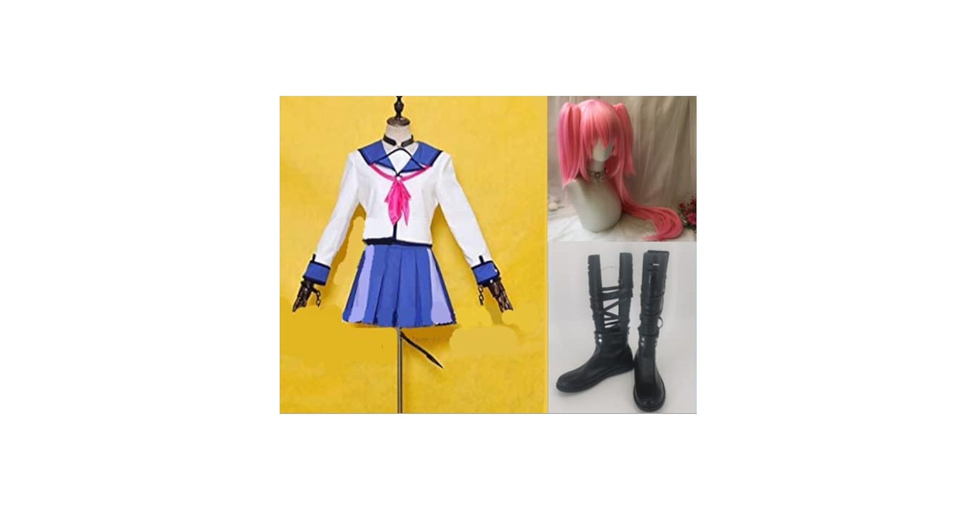 Amazon.co.jp: Angel Beats! ユイ コスプレ衣装+靴+ウイッグ+