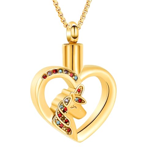Oinsi Unicorn Cremation Jewelry For Ashes Of Loved One Keepsake Memorial Urn Necklace Pendant Women Girls Fashion Jewelry