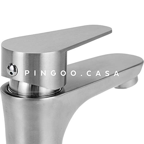 Pingoo.Casa, Torneira para Banheiro, Misturador Monocomando, Aço Inox 304, Escovado, Baixa Araguaia,