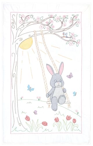 Jack Dempsey Needle Art Swinging Bunny Crib Quilt Top