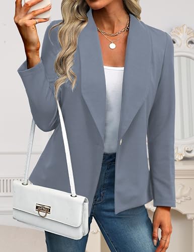 Tralilbee Women's Long Sleeve Cropped Blazers Open Front Work Office Suit Jackets Blazer S-XL3