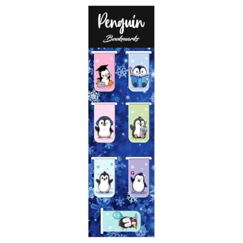 Image of Zesta Magnetic Bookmark Set of 7 | Aesthetic Book Mark for Reading | Cute Anime Bookmarks for Kids, Students | Book Accessories for Novels, Gifts for Readers(Penguin Magnetic Bookmark, 9X2.5 Cms)