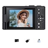 ZiStarlilife 64MP 4K Digitalkamera mit 16X Zoom, 180° Flip Screen Vlogging-Kamera für Fotografie, tragbare Reise für Kamera für Studenten und Inhaltsersteller (Schwarz 32G)